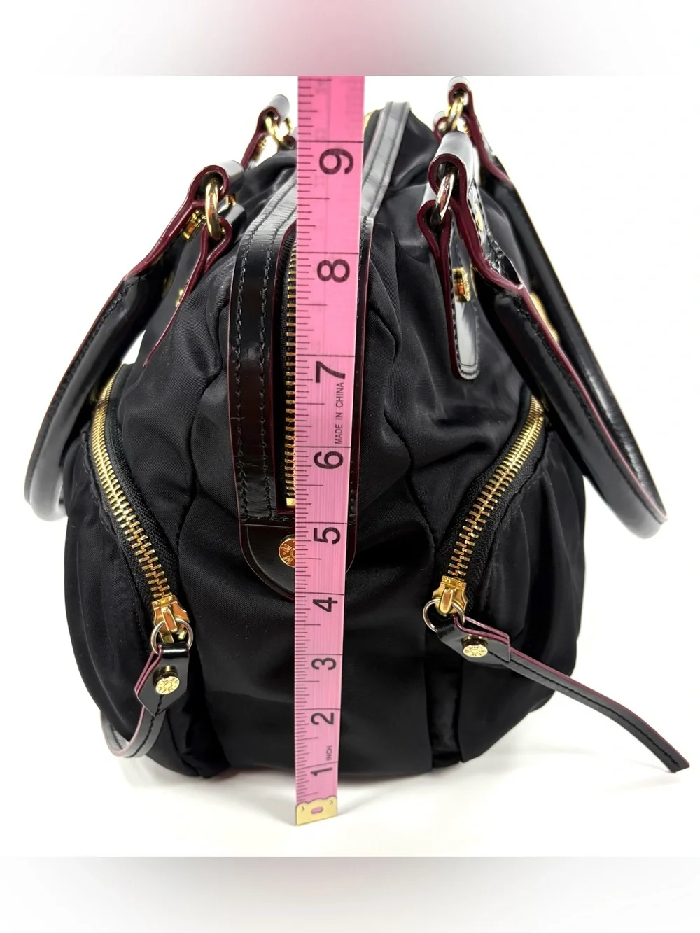 MZ Wallace Bedford Satchel Black Bedford Nylon Patent Leather Trim Gold Hardware - Picture 14 of 16